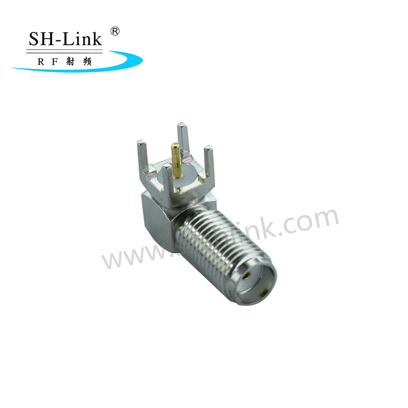 RF coaxial SMA female connector for PCB mount,four pins with plating